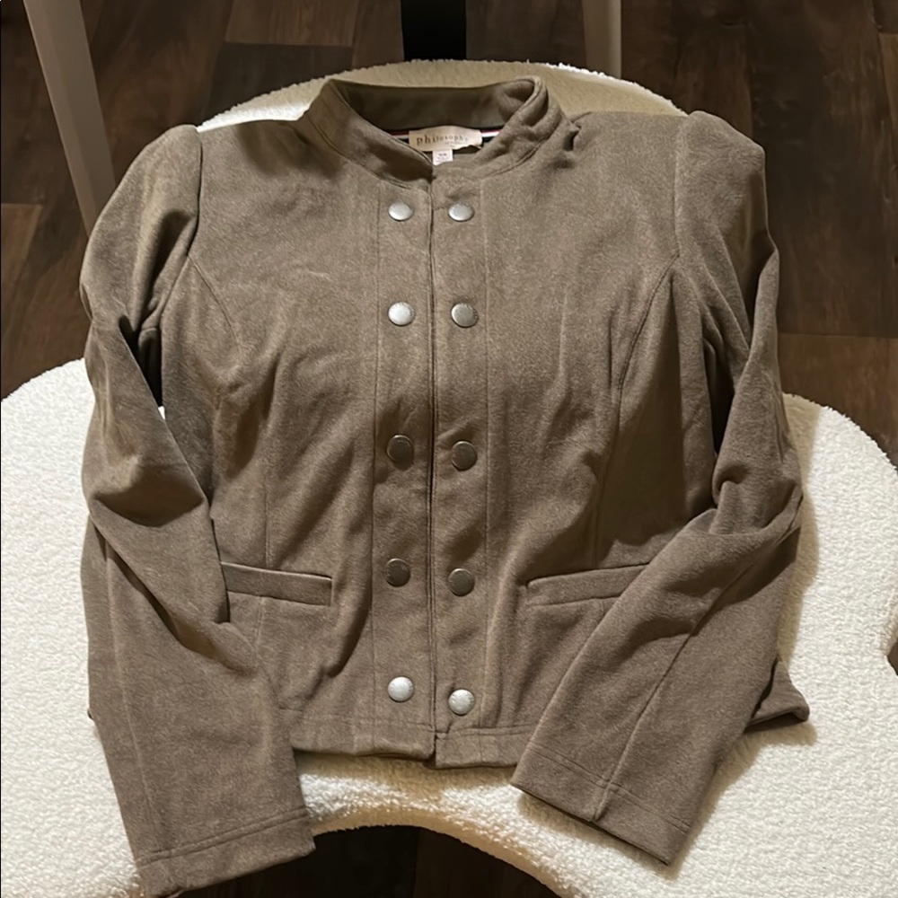 Philosophy Brown Utility Jacket with Crew Neckline